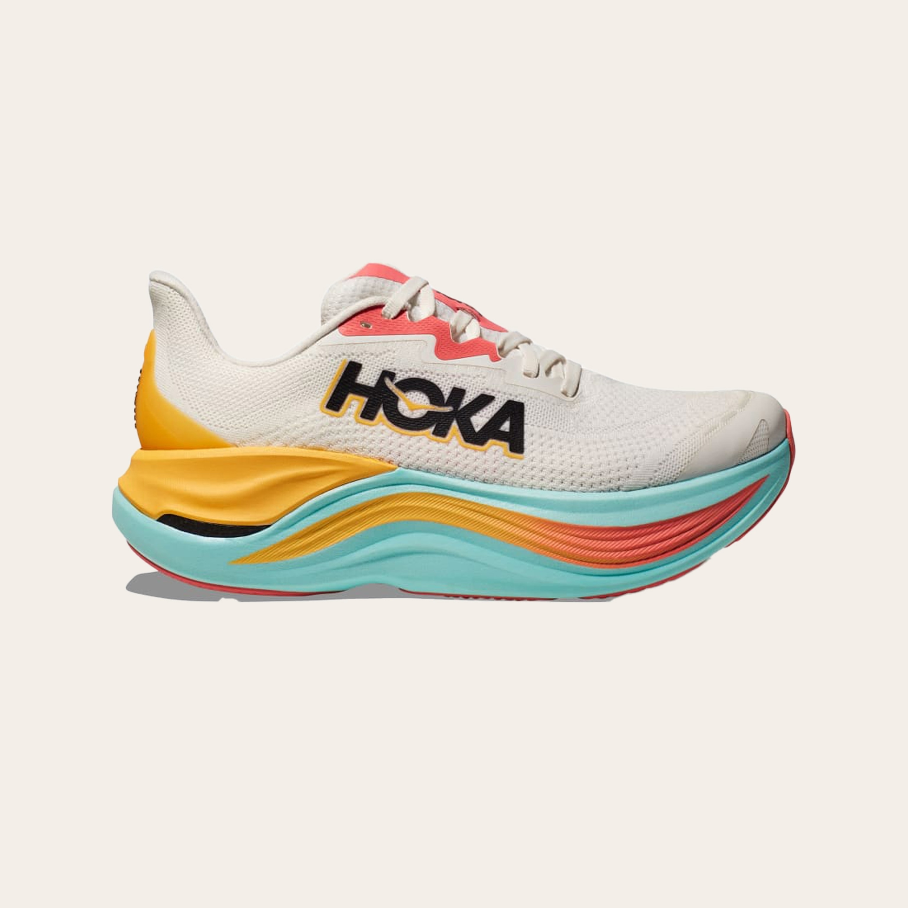 A Hoka Skyward X running shoe.